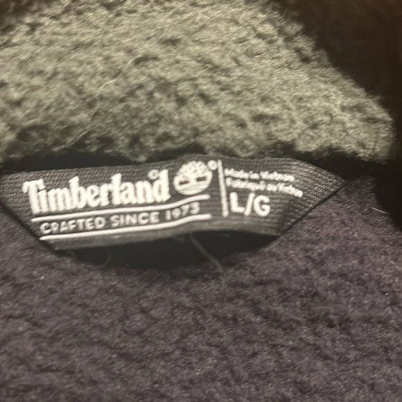 Timberland Mens Fleece Vest Green/Black Color Block Pockets Mock Neck SZ Large - Picture 8 of 11